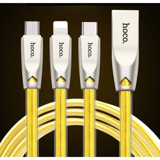 Cáp sạc đa năng 3 đầu ra hoco u9 dài 1.5m lightning + microusb + type-c - hoco u9 3in 1 hãng