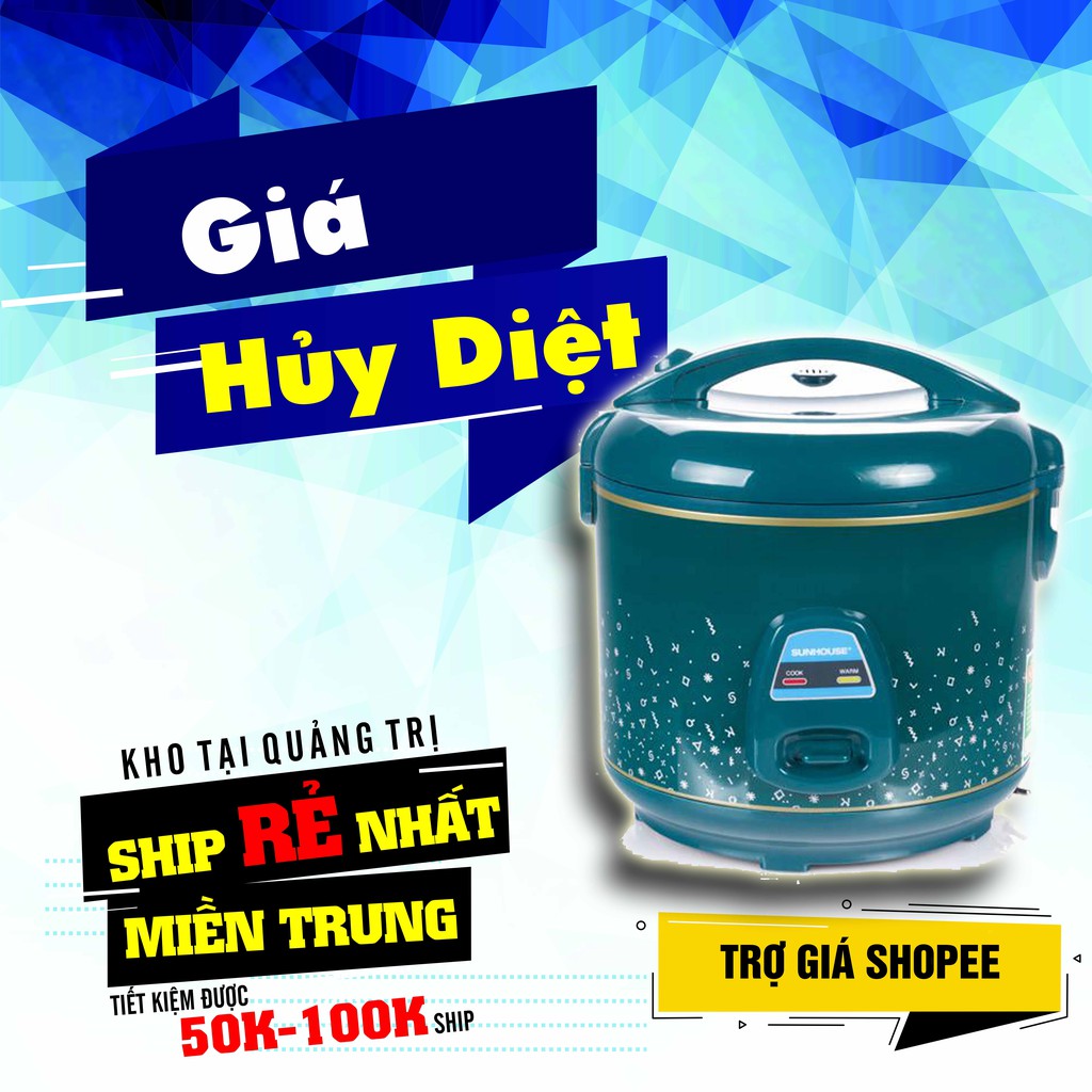 [XẢ KHO CUỐI NĂM] NỒI CƠM ĐIỆN 1,8 LÍT SUNHOUSE SHD8619 XANH