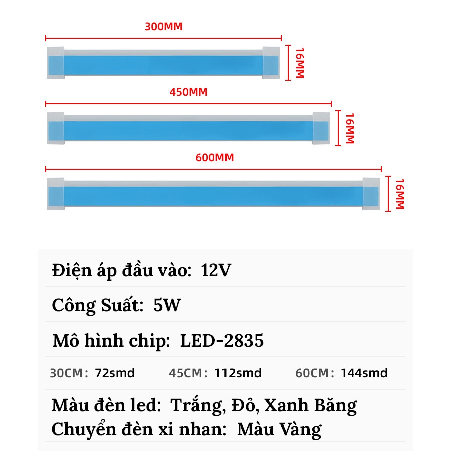 Bộ 2 Dây Đèn Led Mí Ô Tô Xi Nhan, Nháy Đuổi Chống Nước 30cm 45cm 60cm CARZONE.TOP