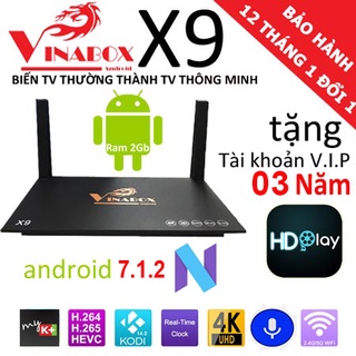Android tv box vinabox x9 ram 2gb chính hãng