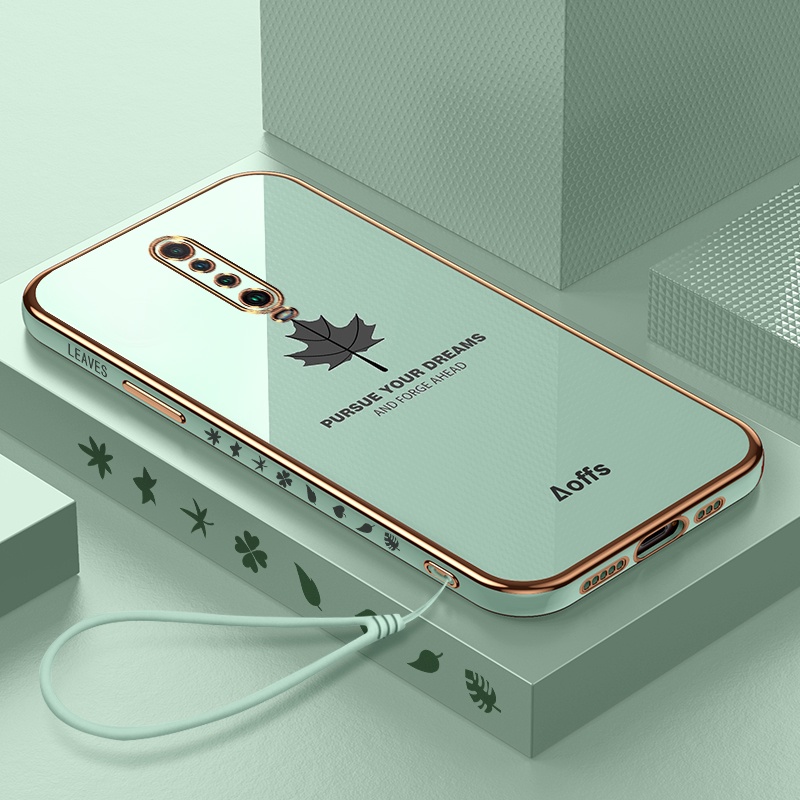 Ốp điện thoại mềm hình lá phong dễ thương chống sốc cho Xiaomi Redmi K30 K40 Note 8 Pro Note 9T Note 10 Pro Luxury Shockproof 6D Cute Maple Leaf Soft Phone Case With Gift Lanyard