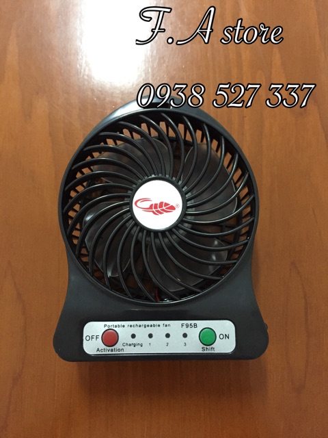 Quạt sạc tích điện mini 3 tốc độ gió tặng kèm 1 pin + 1 dây cáp sạc giá rẻ