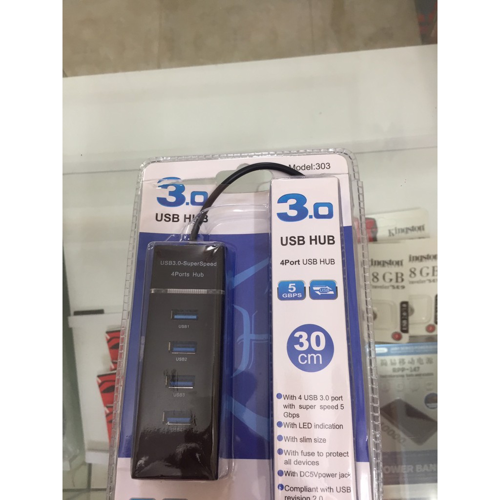 Hub USB 3.0 - Bộ Chia 1 USB Ra 4 USB Có Đèn Led.