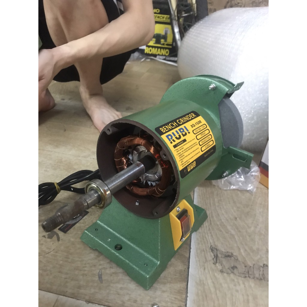Máy mài hai đá RUBI đá 150mm hàng nội địa - Máy Mài 2 đầu tặng 2 đá hàng chất lượng bảo hành 6 tháng