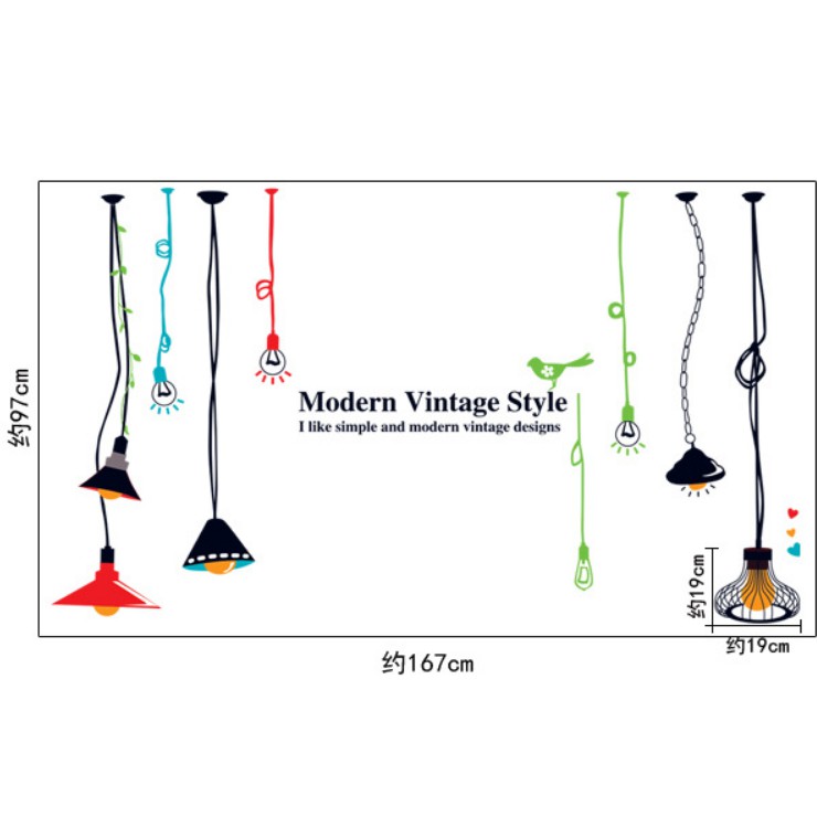 Decal trang trí tường đèn chùm 02