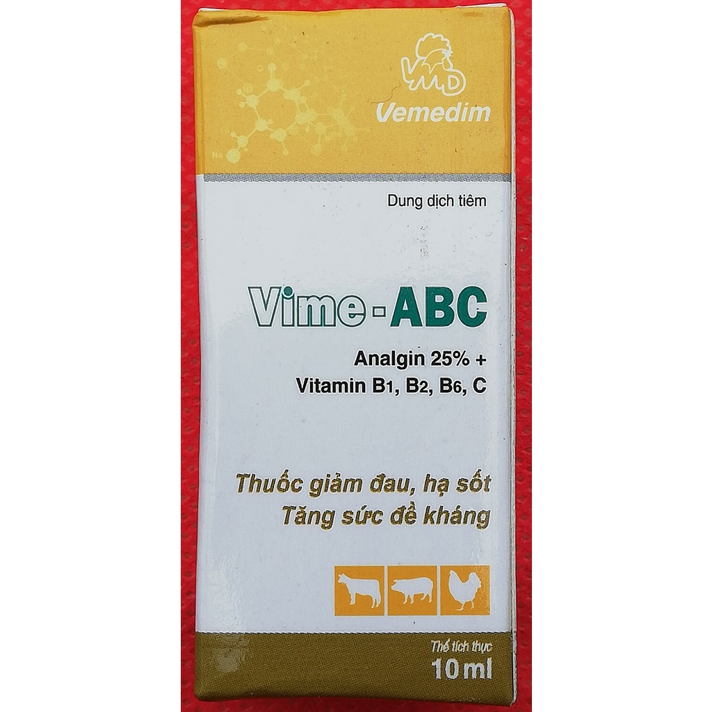 1 lọ VIME - ABC 10ml Chuyên dùng cho gia súc, gia cầm, chó mèo, thỏ, dê, cừu, ngựa, trâu, bò