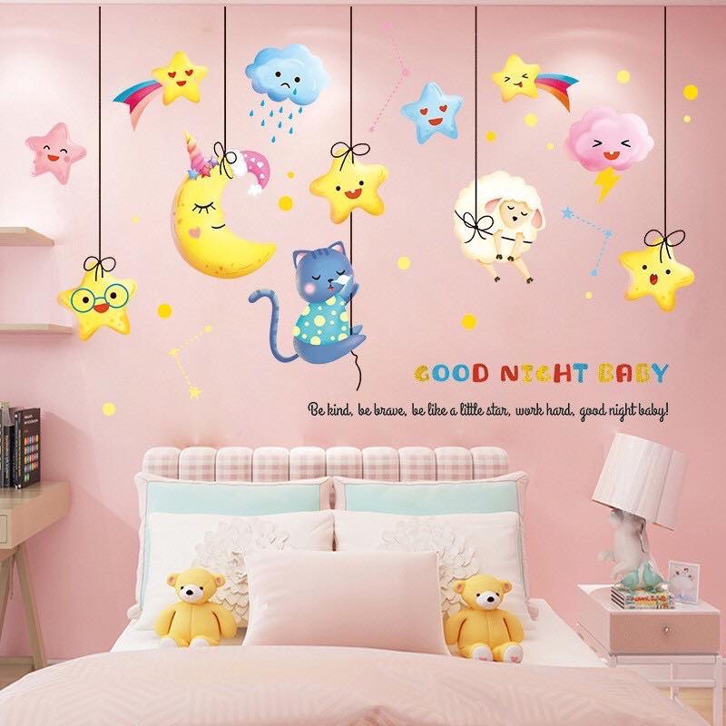 Decal dán tường dây sao cho bé cực đáng yêu ( kèm kích thước va ảnh thật)