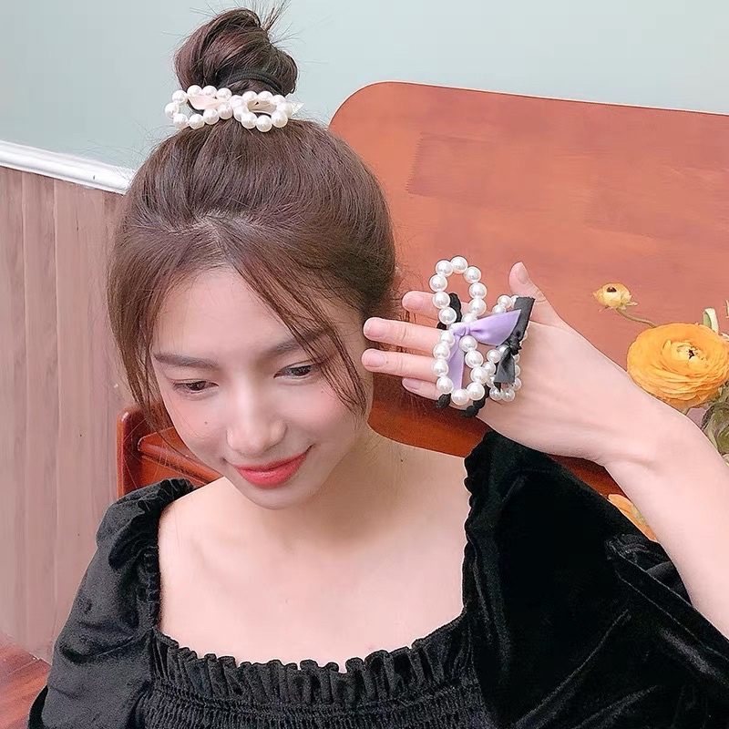 Cột tóc nơ ngọc trai nhân tạo