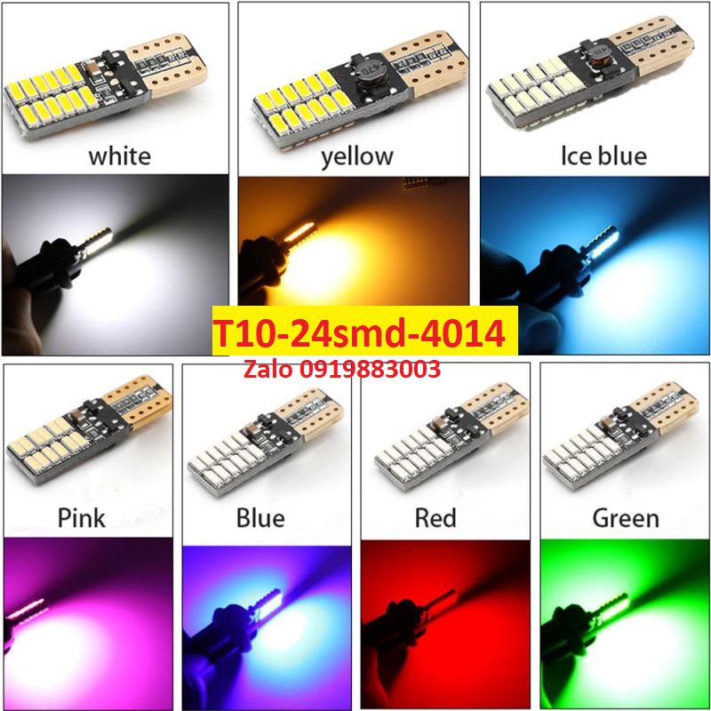 (Loại 1 xịn)LED demi xi nhan T10 CANBUS 4014 24 smd (24 tim) điện DC 12v ô tô xe máy