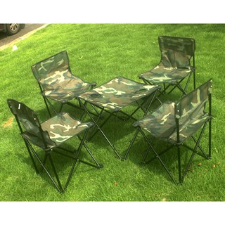 Bộ bàn ghế dã ngoại, 1 bàn và 4 nghế cao cấp rằn ri, dùng đi dã ngoại, cắm trại, câu cá