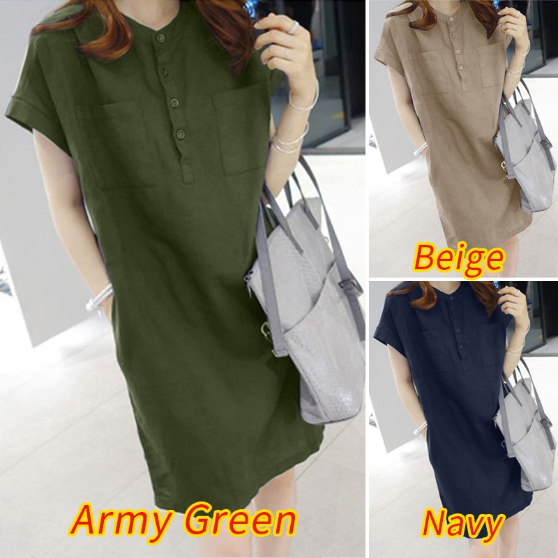 Đầm Zanzea tay ngắn màu trơn phối thắt lưng phong cách Hàn Quốc thời trang cho nữ