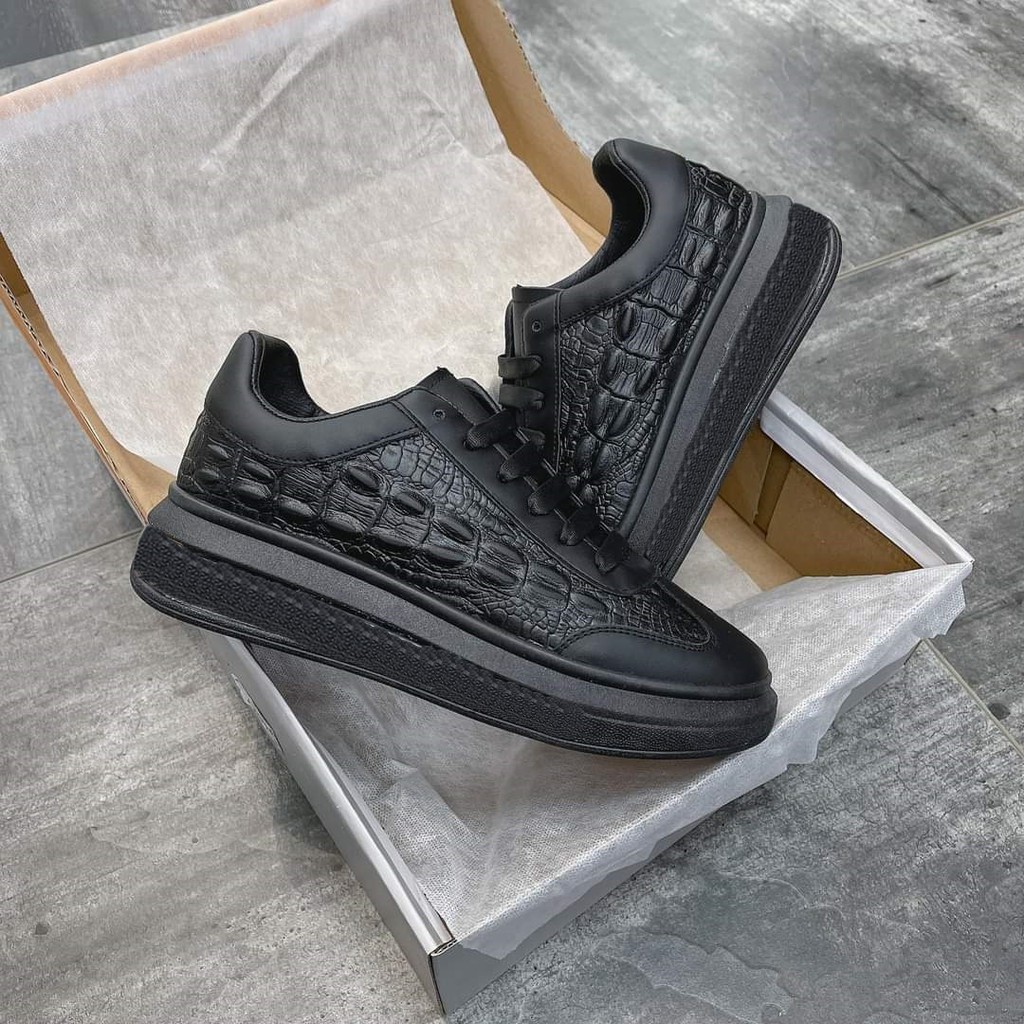 [Full Box ] Giầy Nam FREESHIP Giầy thể thao sneaker Nam Full đen vân cá sấu cá tính mẫu mới mcq 2021