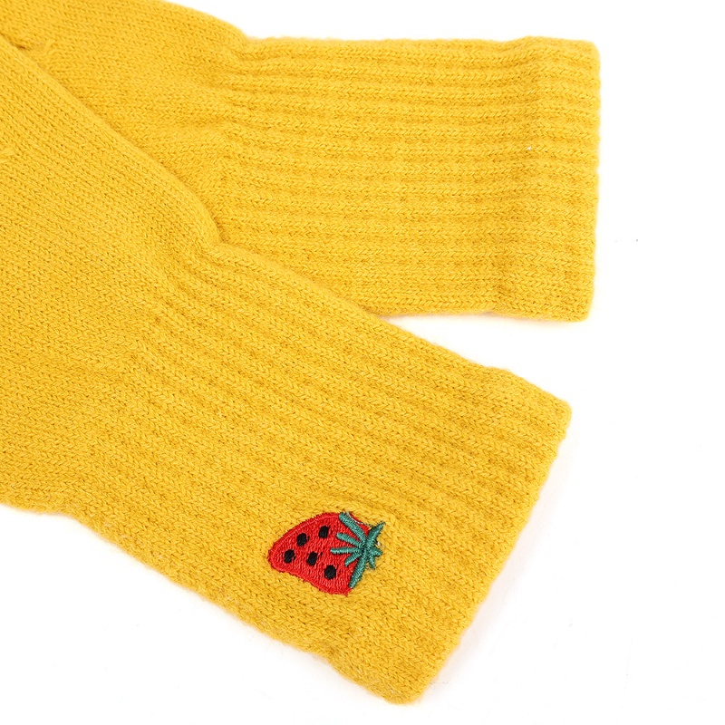 Găng Tay Dệt Kim Mềm Mại Dày Dặn Hở Ngón Màu Trơn Họa Tiết Dâu Tây Chống Lạnh Giữ Ấm Dùng Khi Đi Học / Du Lịch