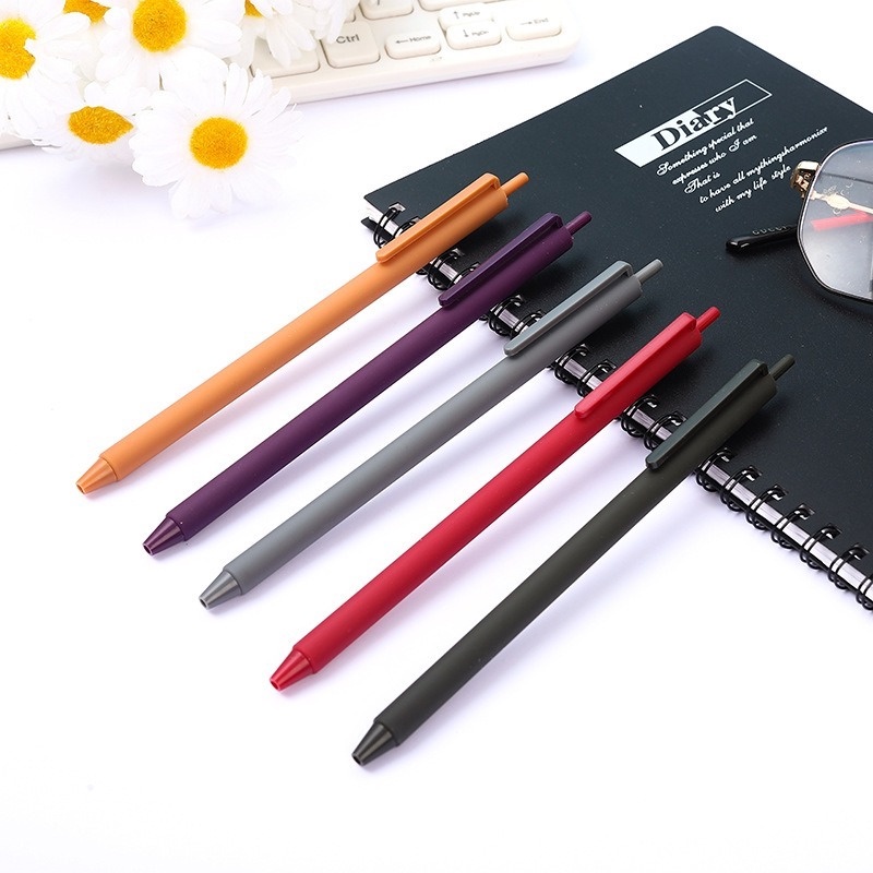 Bút Bi Bấm 0.5mm 5 Màu Sắc Retro Sức Chứa Lớn Dùng Cho Văn Phòng