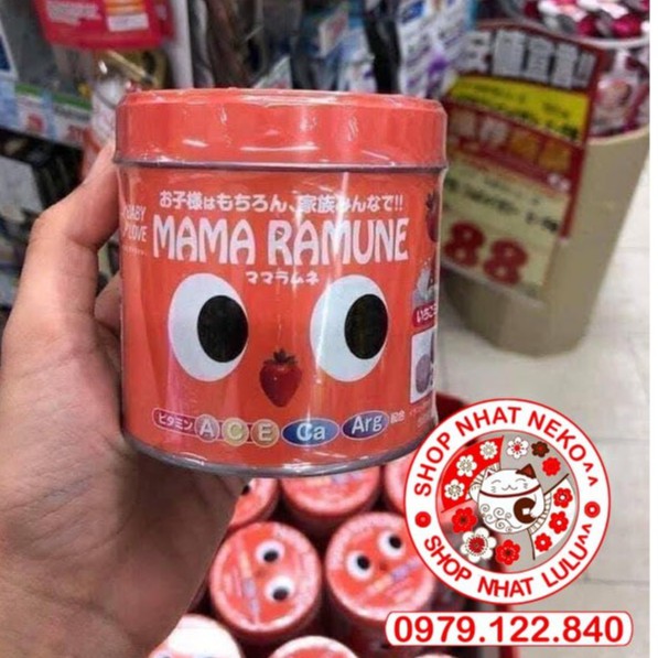 Kẹo vitamin cho trẻ biếng ăn Mama Ramune 200 viên Nhật Bản