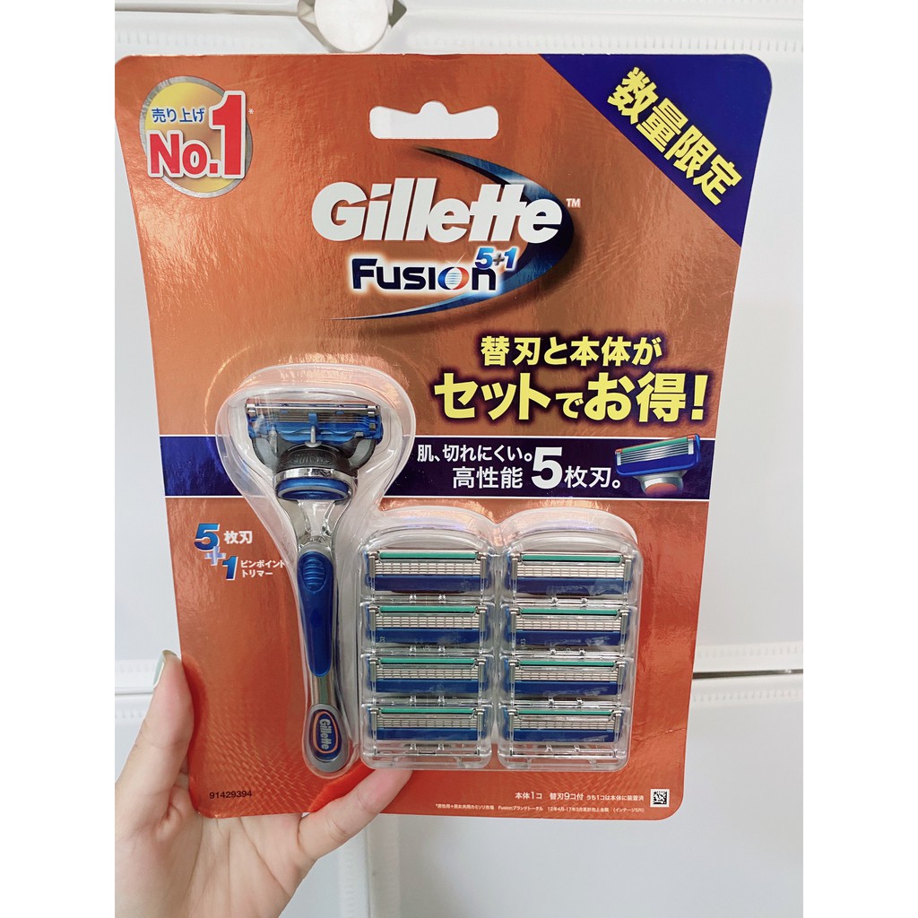 [HÀNG HOT] BỘ 1 CÁN + 8 LƯỠI GILLETTE FUSHION NỘI ĐỊA NHẬT 5 LƯỠI