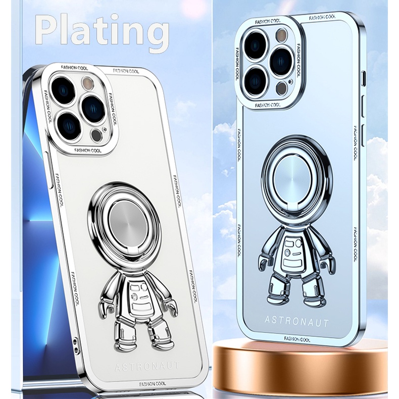 Ốp Điện Thoại Silicon Dẻo Tráng Gương Họa Tiết Phi Hành Gia Sang Trọng Chống Sốc Cho iPhone 13 12 11 Pro MAX XS MAX XR X 7 8 Plus