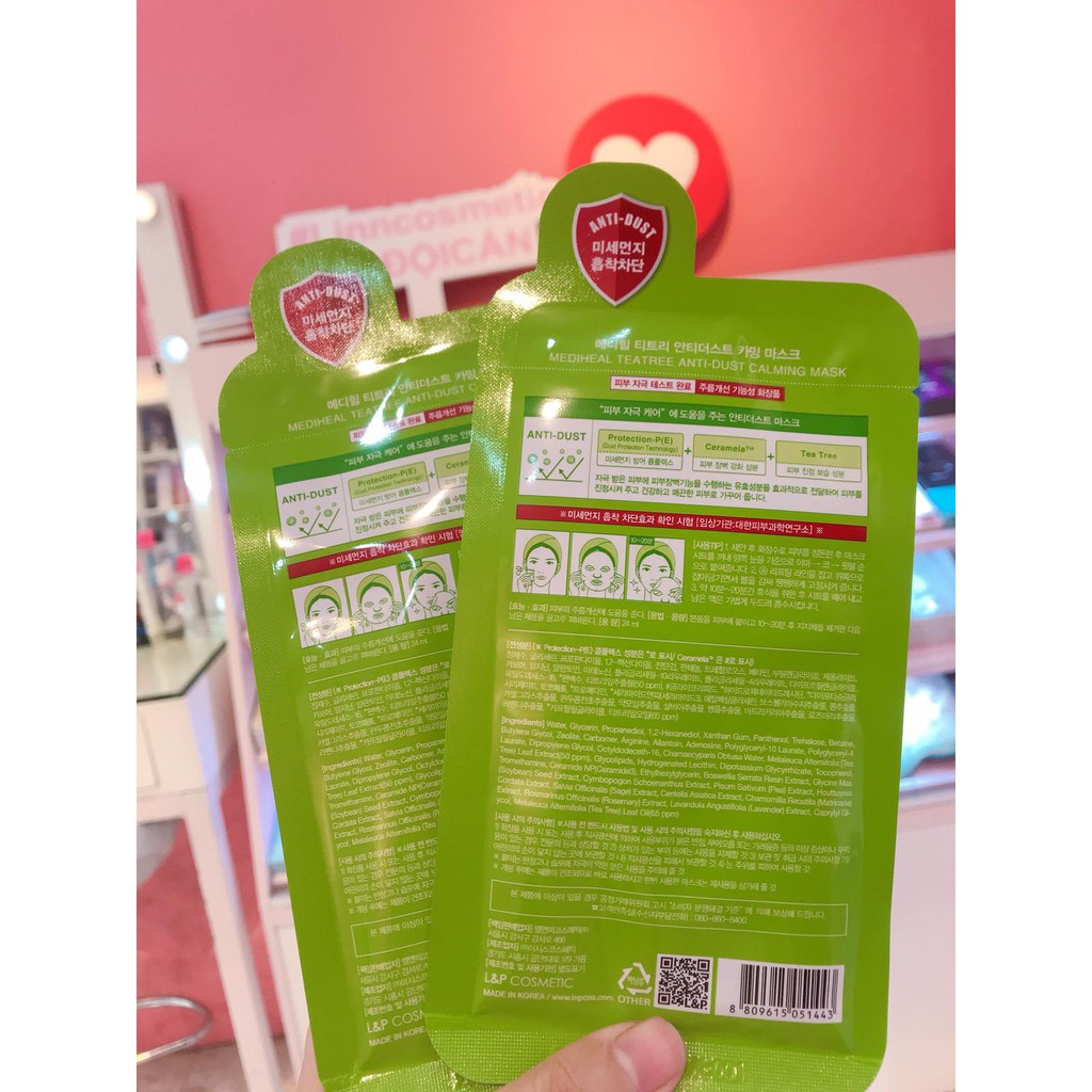 Mặt nạ Mediheal Teatree Anti-Dust Calming Mask Mediheal hỗ trợ thải độc và ngăn ngừa mụn hiểu quả 25ml