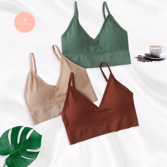 Áo bra khoét sâu sau lưng, brallete vải cotton, áo lót mỏng 2 dây, chất siêu mượt, Queennga | BigBuy360 - bigbuy360.vn