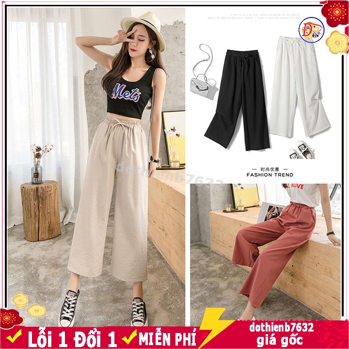 Quần ống rộng nữ ⚡️XẢ HÀNG⚡️ Quan đũi xuông dáng dài chất đũi mềm mịn - freesize co dãn thoải mái đủ màu