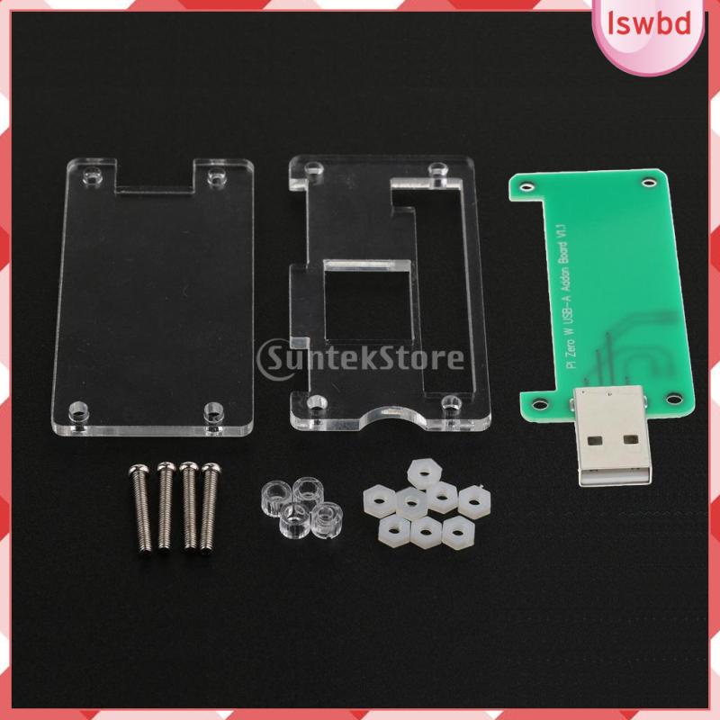 Bảng Mạch Mở Rộng Raspberry Pi Zero W Usb-A Addon Kèm Hộp Đựng Trong Suốt Ốp