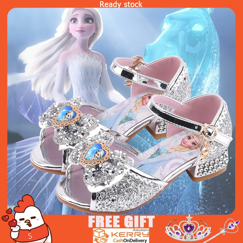 Children Princess Shoes Frozen Elsa Fashion Kids Girls Leather Soft Bottom Crystal Shoes