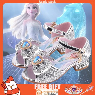 Giày công chúa cho bé chủ đề frozen elsa chất liệu da đế mềm đính đá pha lê