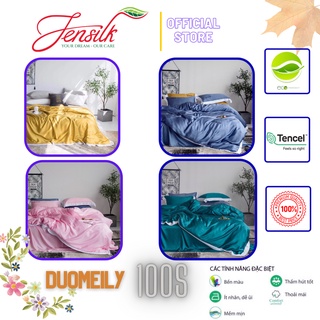 Bộ chăn ga gối mẫu thiết kế mới 2022 lụa tencel 100s, 4 pantone màu, phối viền tương phản - duomeily