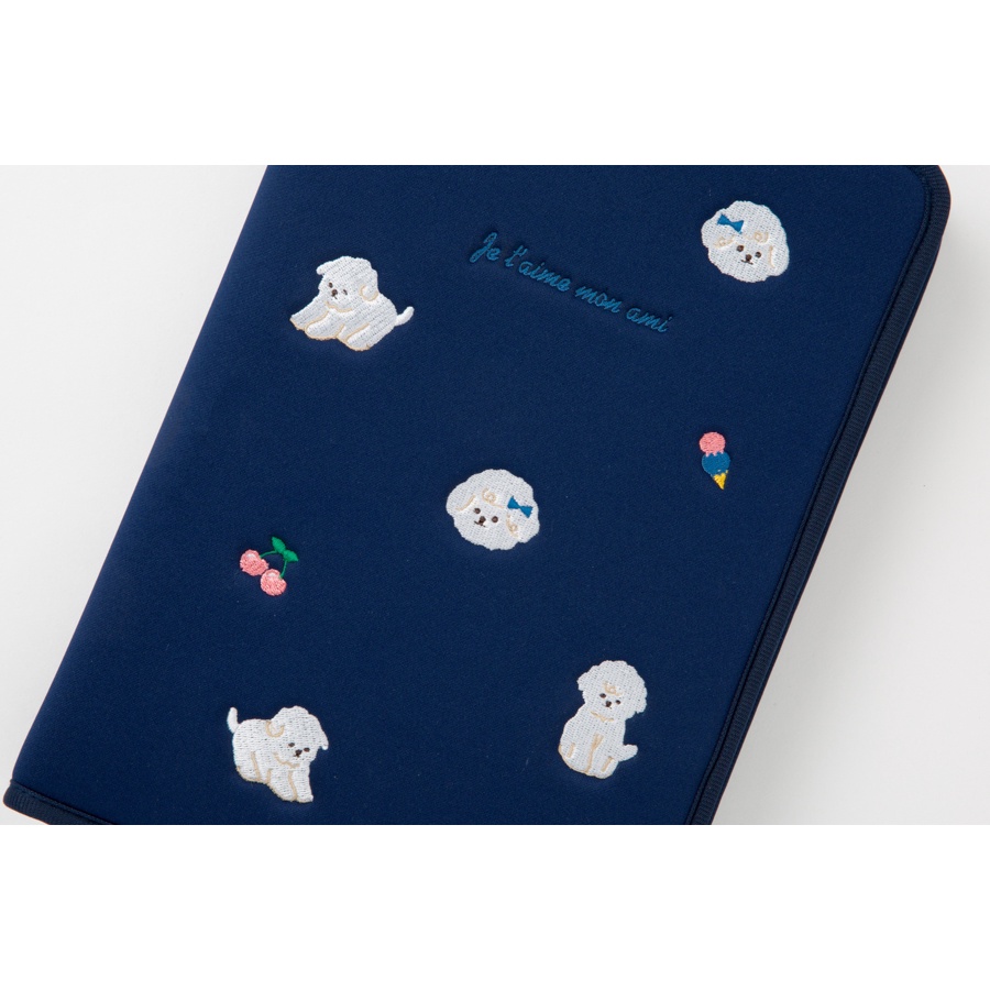 Túi Đựng Tablet ARTBOX Hàn Quốc Màu Xanh Navy Thêu Họa Tiết Babichon