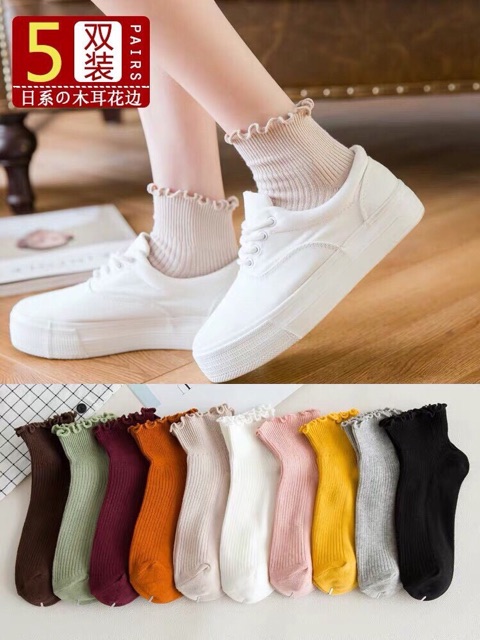 Sét 5 tất len nhún cổ viền cực xinh