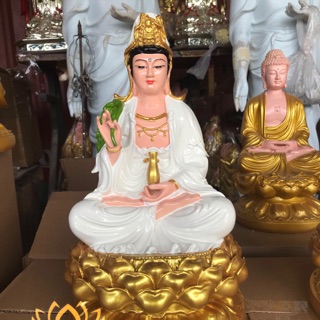 Tượng Phật Quan Âm (Quan Âm Bồ Tát) màu trắng cao 30cm đẹp hảo tướng