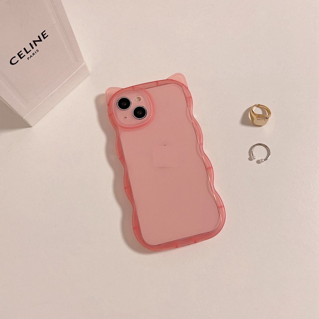 Ốp Điện Thoại tpu Mềm Trong Suốt Họa Tiết Tai Mèo Gợn Sóng Cho Iphone 12 pro max 11 pro max 13promax