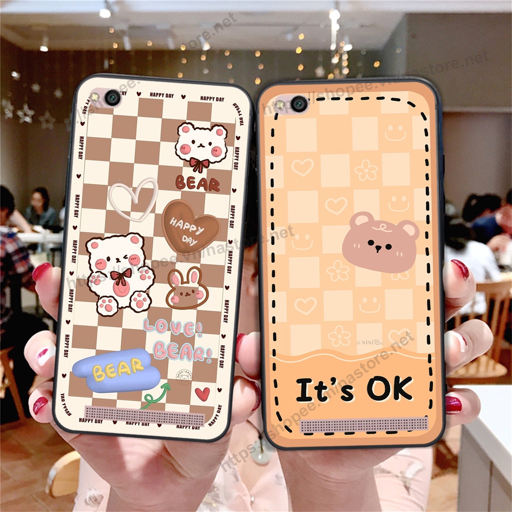 Ốp lưng Xiaomi Redmi 4A / 5A / 6A trái tim mặt cười, gấu cute thể thao cá tính
