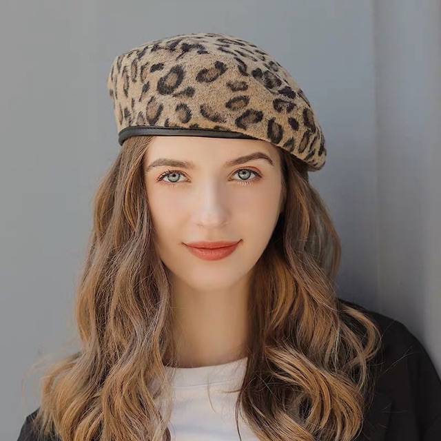 Mũ nồi hoạ tiết da beo -Nón beret hoạ tiết da báo