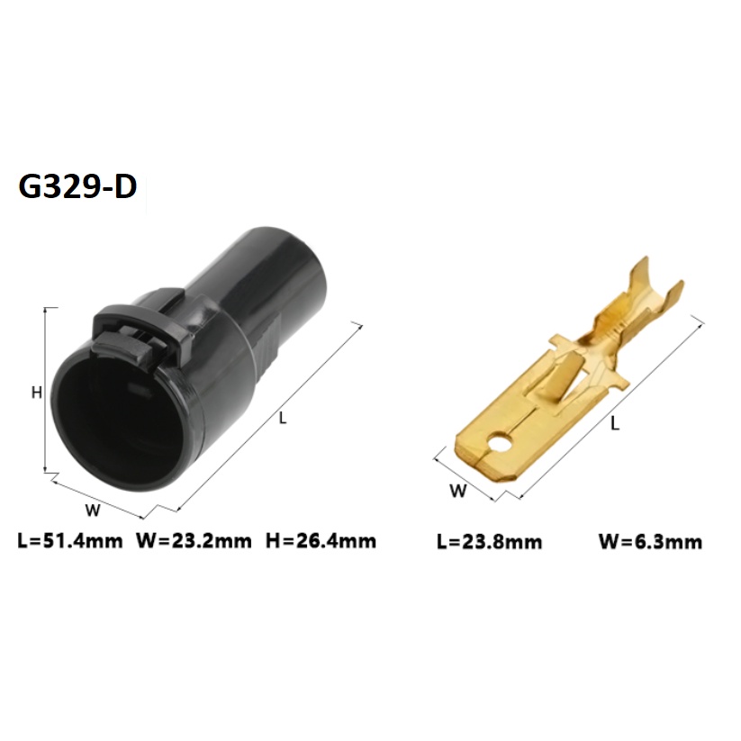 G329-Giắc cắm đầu nối ô tô 2p 2 lỗ màu đen 6.3mm