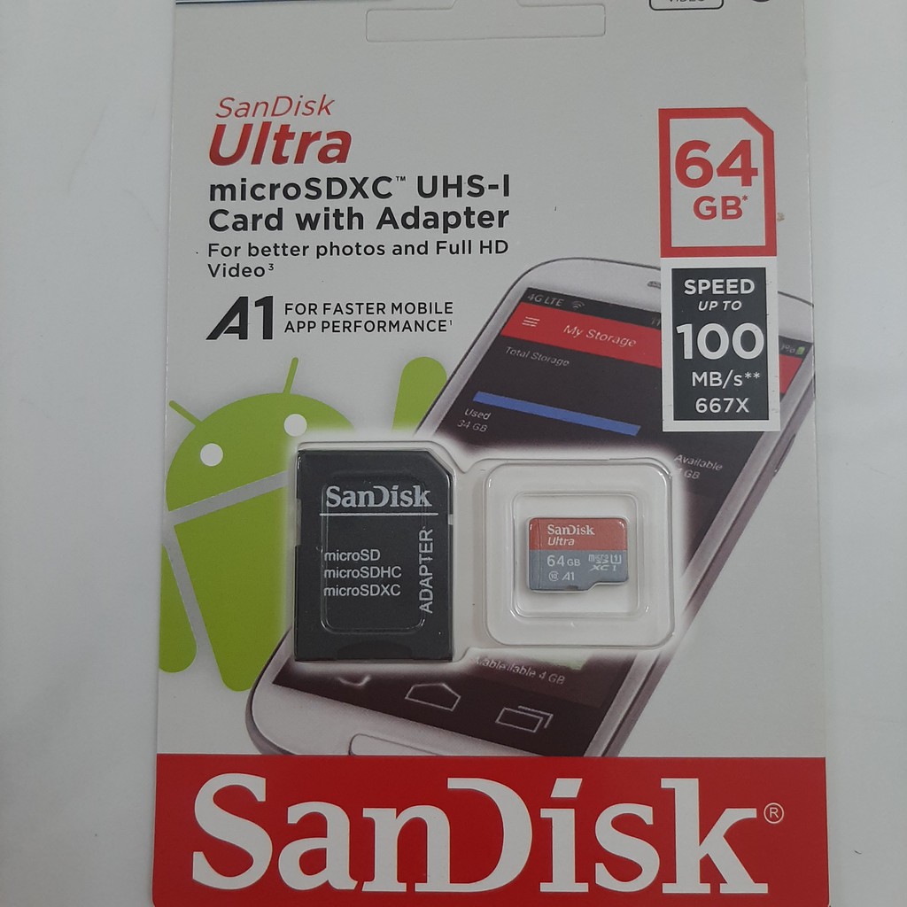 Thẻ nhớ MicroSDHC 64GB 32GB 16GB SanDisk Ultra Class 10  +TẶNG kèm ADAPTER