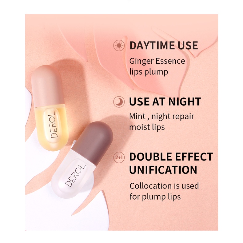 Set 2 son bóng DEROL chiết xuất gừng và bạc hà giúp môi căng mọng