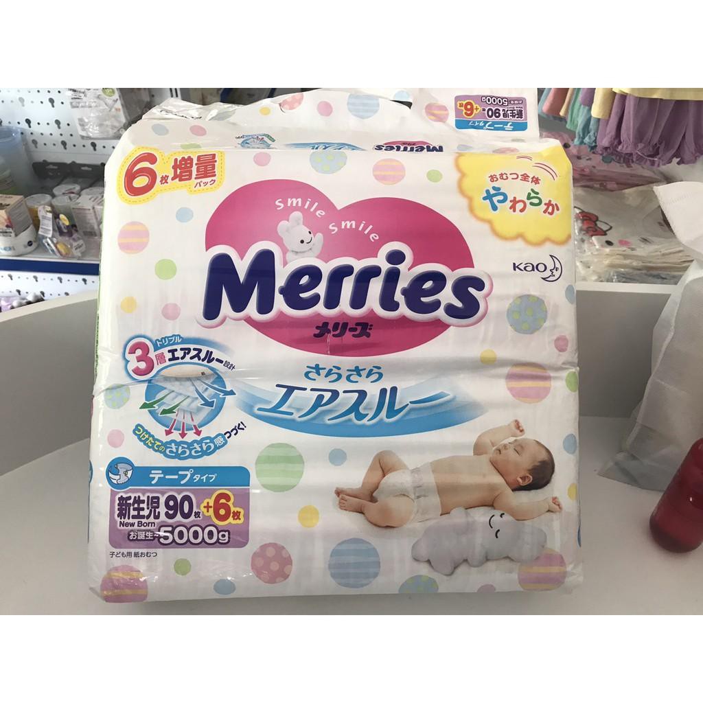 [HẢI PHÒNG] Tã bỉm Merries cộng miếng dán NB90+6