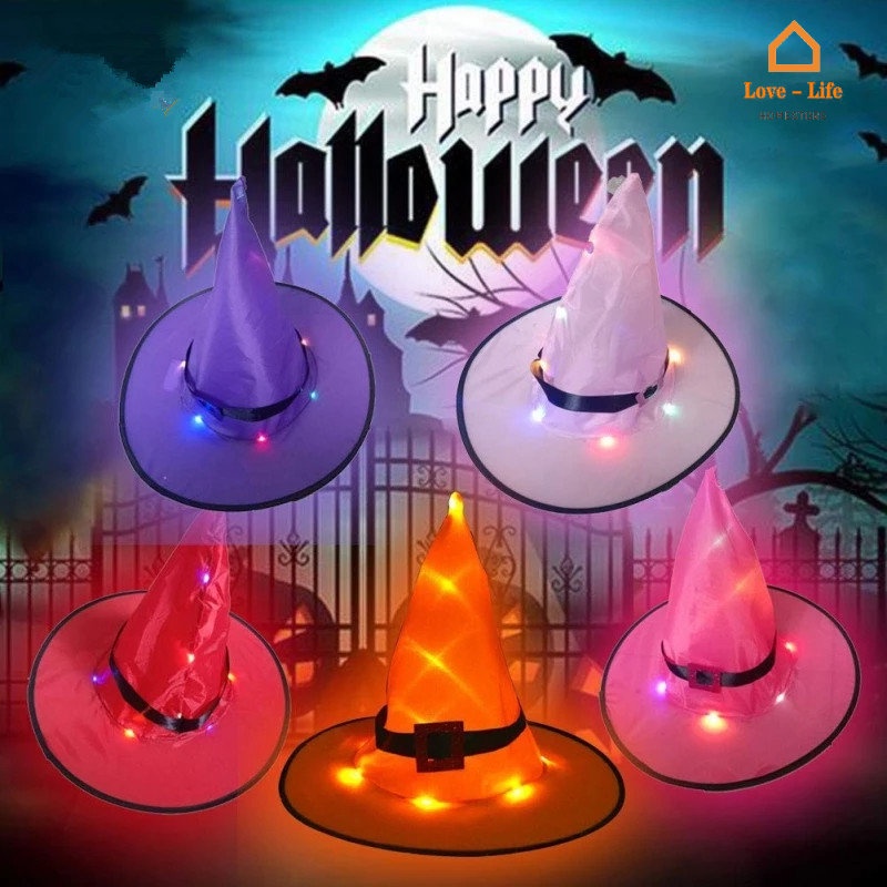 Nón Phù Thủy Có Đèn Phát Sáng Trang Trí Halloween