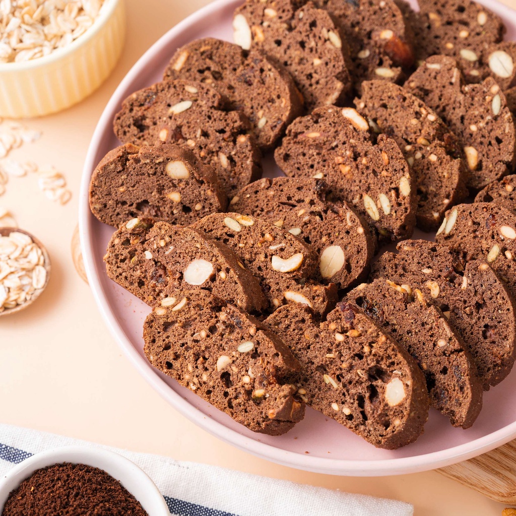 100g Bánh BISCOTTI ngũ cốc nguyên cám không đường  - ăn vặt giảm cân hiệu quả dành cho người ăn Kiêng tập gym.