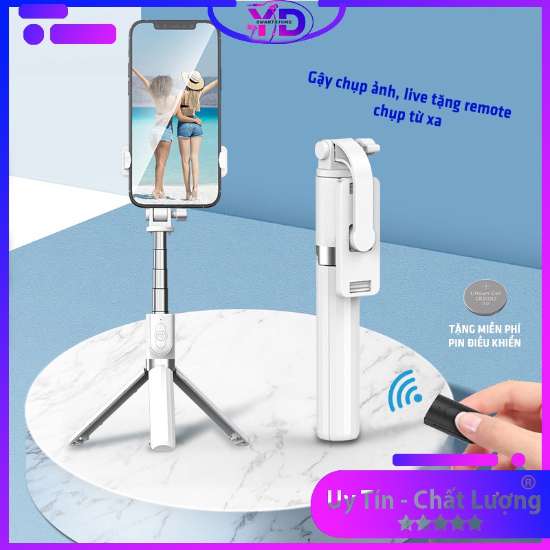 Gậy chụp ảnh tự sướng Ydu 3 chân có điều khiển từ xa, xoay 360 độ, chụp ảnh du lịch, livetream, quay vlog
