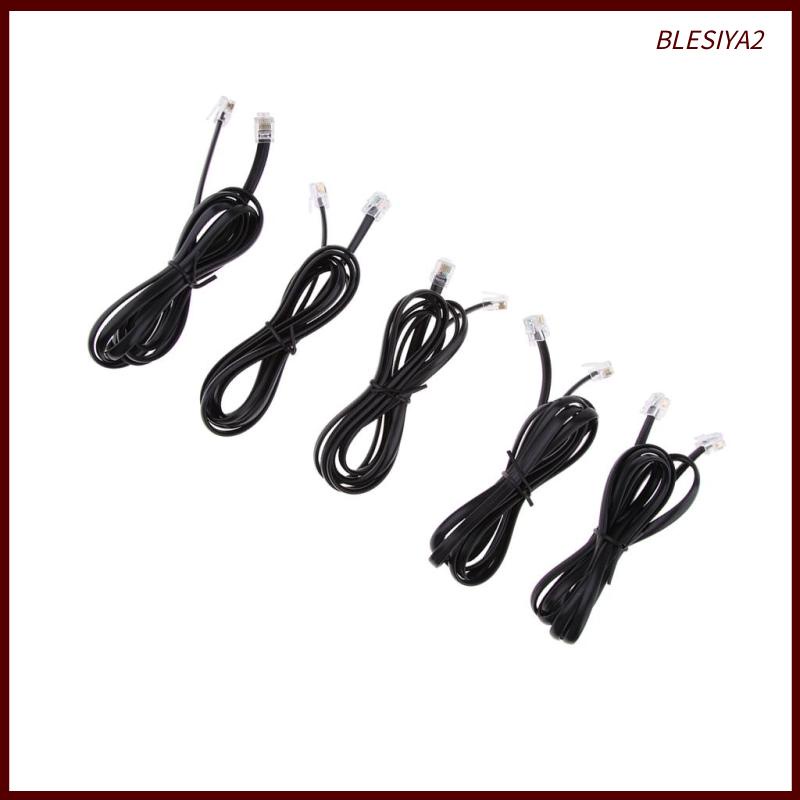 [Blesiya2] Set 5 Dây Cáp Điện Thoại Chuyển Đổi Từ Đầu Cắm 6P6C RJ12 Sang Cổng Cắm Thẳng Dài 1.5m