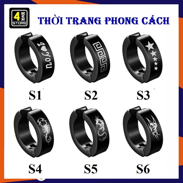 [6 Mẫu] Khuyên Tai Không Xỏ Lỗ Hàn Quốc In Họa Tiết (sản phẩm như hình)