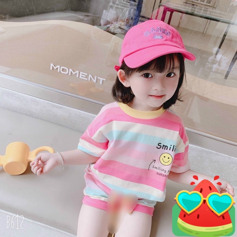Bộ bé gái sọc cầu vồng thun cotton SG loại 1 siêu cưng cho bé 12-27kg