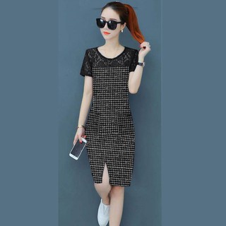 Đầm Jean Nữ Thời Trang Phối Ren Lưới