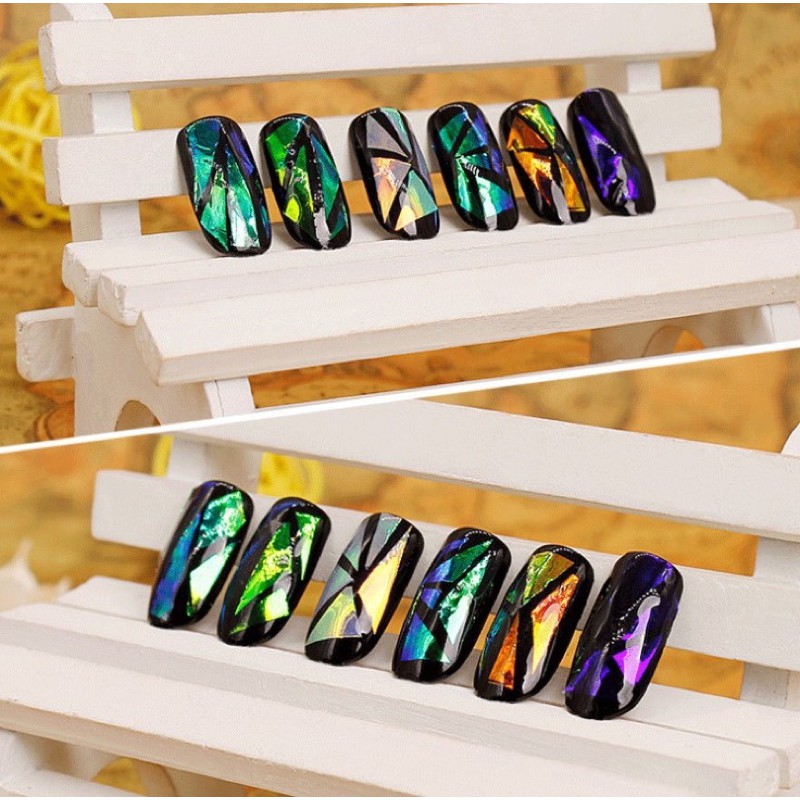 bóng kính nailtrend ánh bẩy sắc cầu vồng khay 12 ôđầy đủ màu sửa dụng thiết kế móng thiết kế mẫu nail dễ dàng tiện dụng.