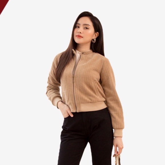 Áo Khoác Nhung Nữ Bomber GENVIET Dáng Ngắn Croptop TH126N1999
