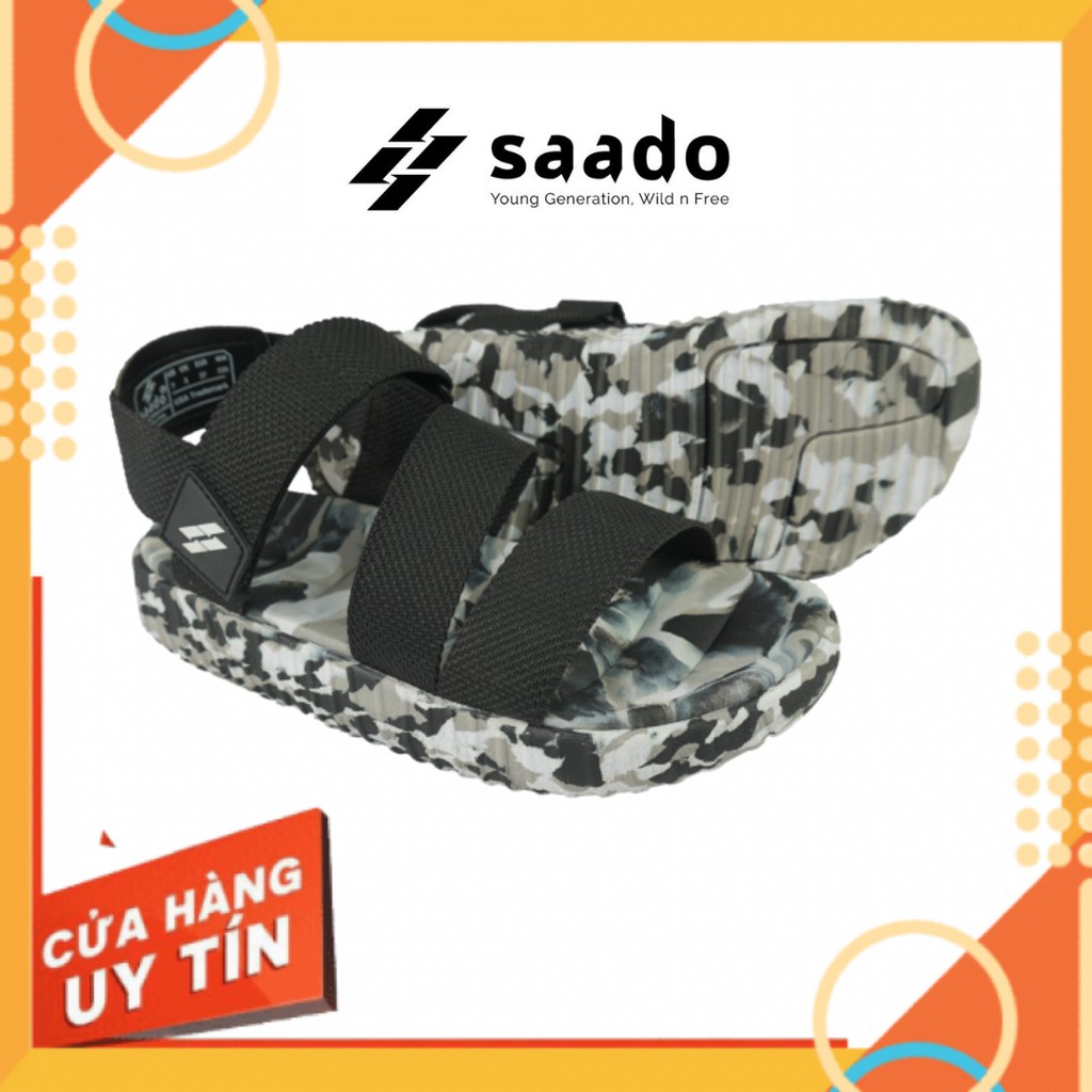 Dép sandal nam nữ SAADO YEZI camo đen lính đi học, đi chơi [HÀNG CHÍNH HÃNG]