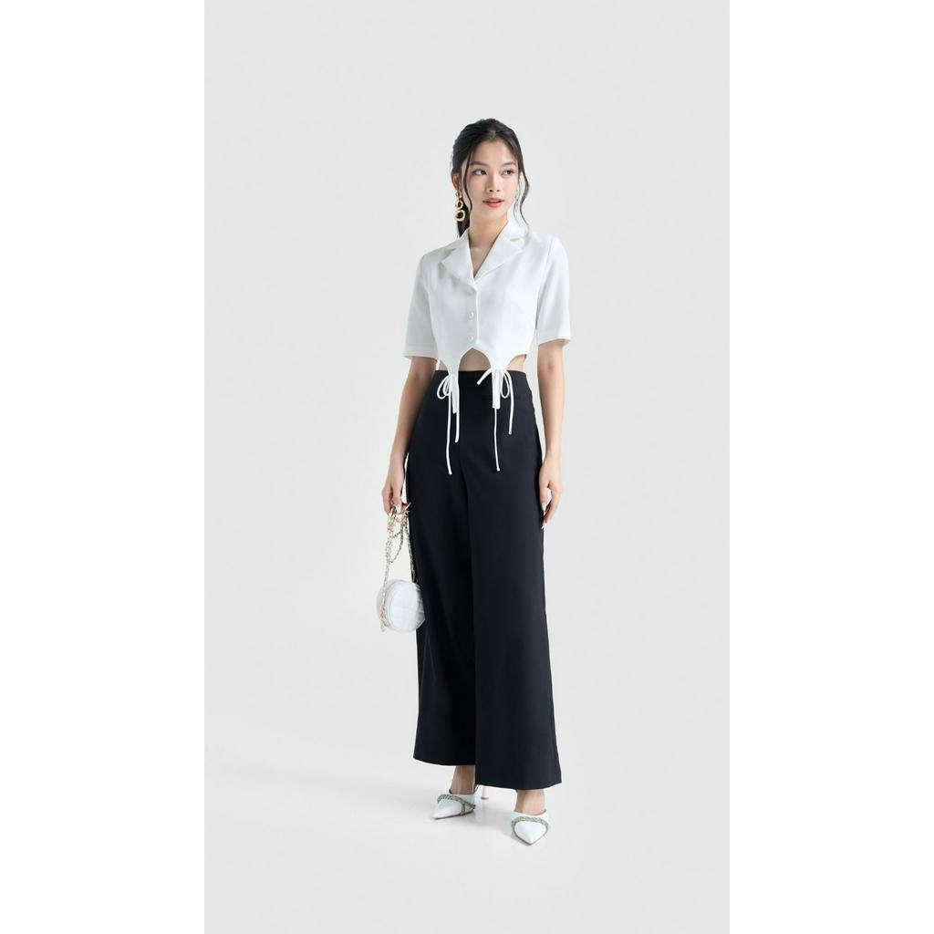 Áo croptop vest tay ngắn phối dây nơ cách điệu Vella Fashion VA23011 - xanh