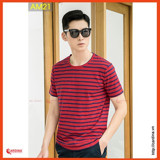 Áo Thun Nam 𝐂𝐀𝐑𝐃𝐈𝐍𝐀 Cổ Tròn Kẻ Ngang Chất Cotton Thoáng Mát AM2.